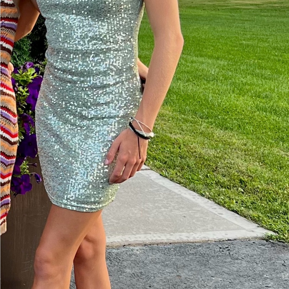 Sequin Mint Green Mini Dress